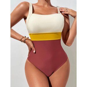 NEW Color Block One Piece Swimsuit M